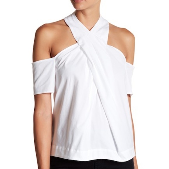 Women's White Cold-Shoulder Keyhole Top - Picture 2 of 7